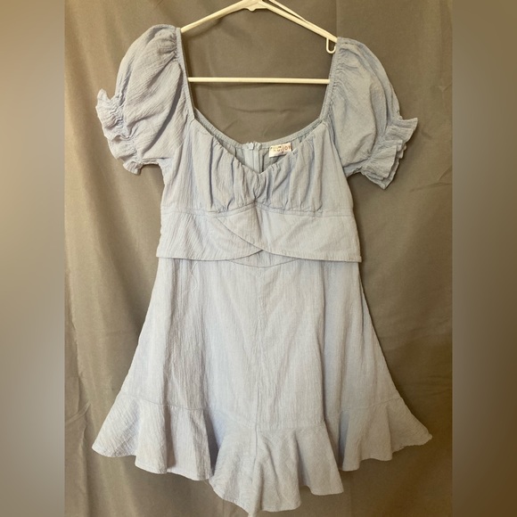 Baby Blue Rumors Ruffled Romper - Picture 1 of 4